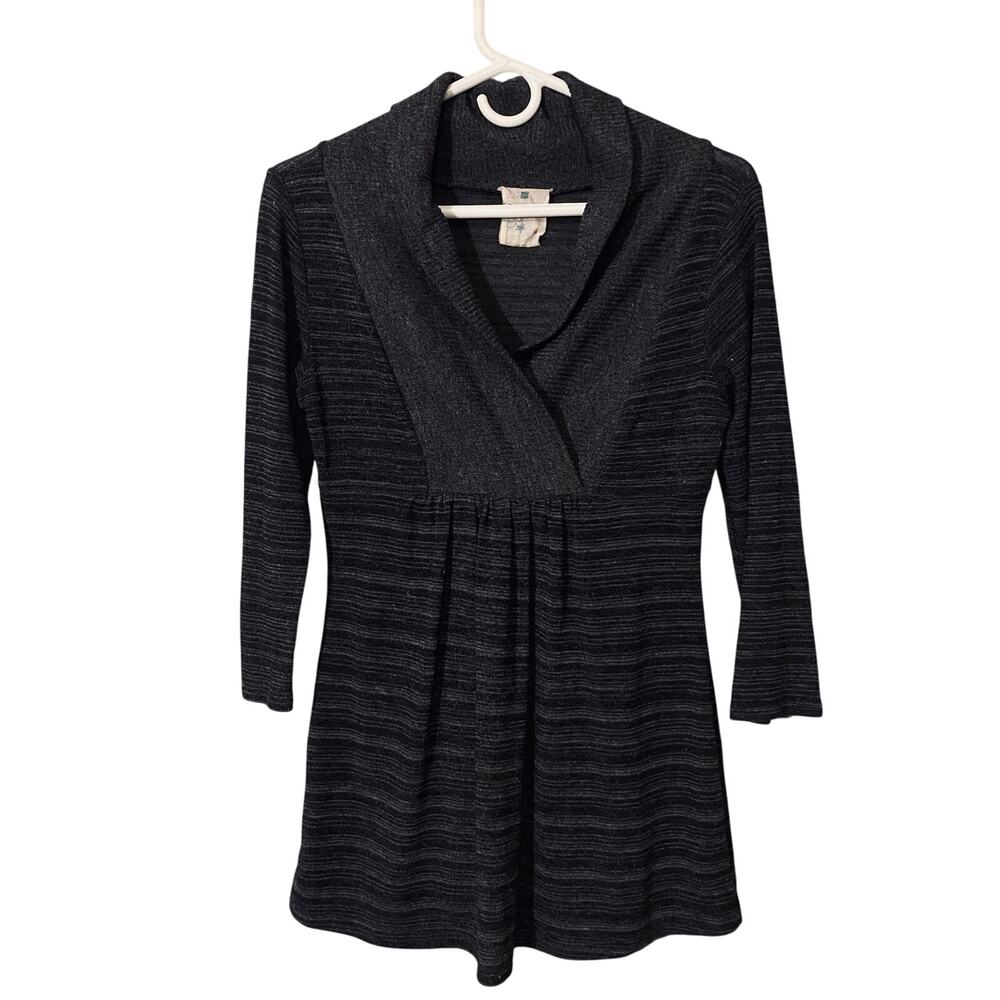 Threads Dark Gray Long Sleeve Crossover Wrap Front Tunic Top Women’s Medium